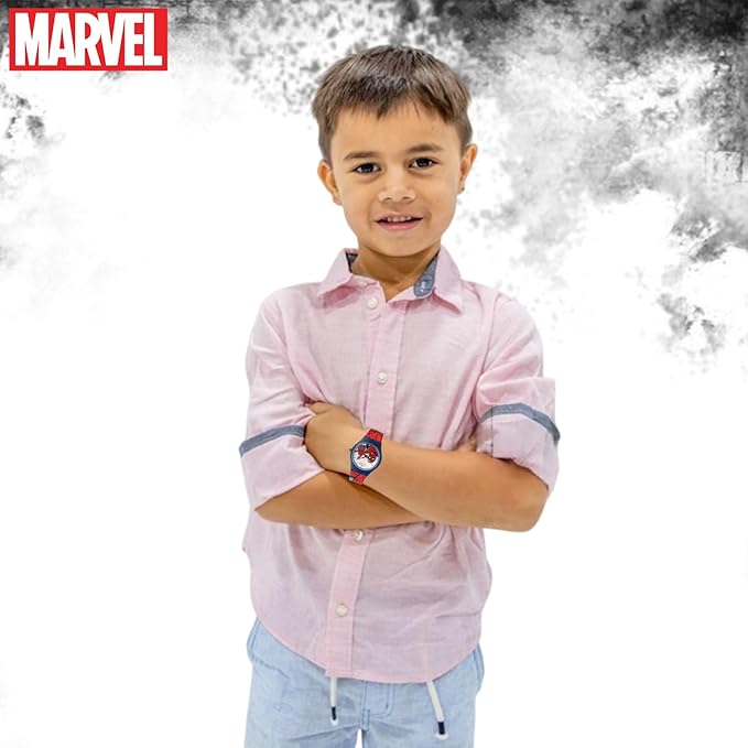 Marvel Spider Man Kids Analog Wrist Watch for Boys | Soft Silicone Strap | Lightweight Comfortable Watch for Children | Adjustable Buckle Casual Daily Wear Watch for Kids