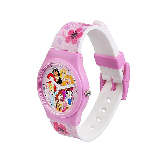 Disney Princess Kids Analog Watch – Pink Dial with Floral Strap