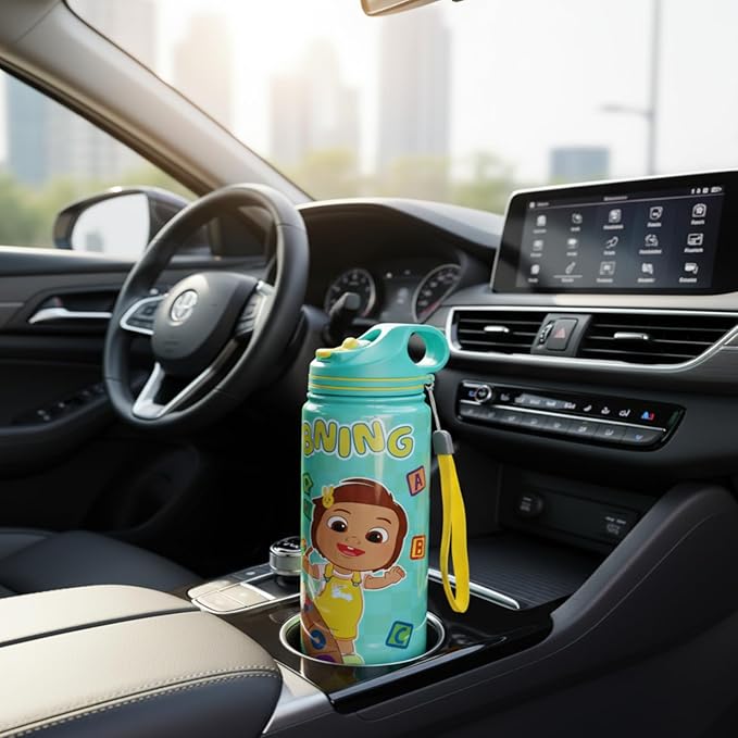 Cocomelon Design Double-Walled Insulated Sipper Water Bottle