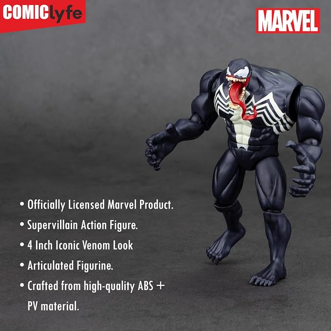 Marvel Venom 4 Inch Spiderman Universe Supervillain Action Figure Toy | Marvel Spider Universe Collectible Figurine