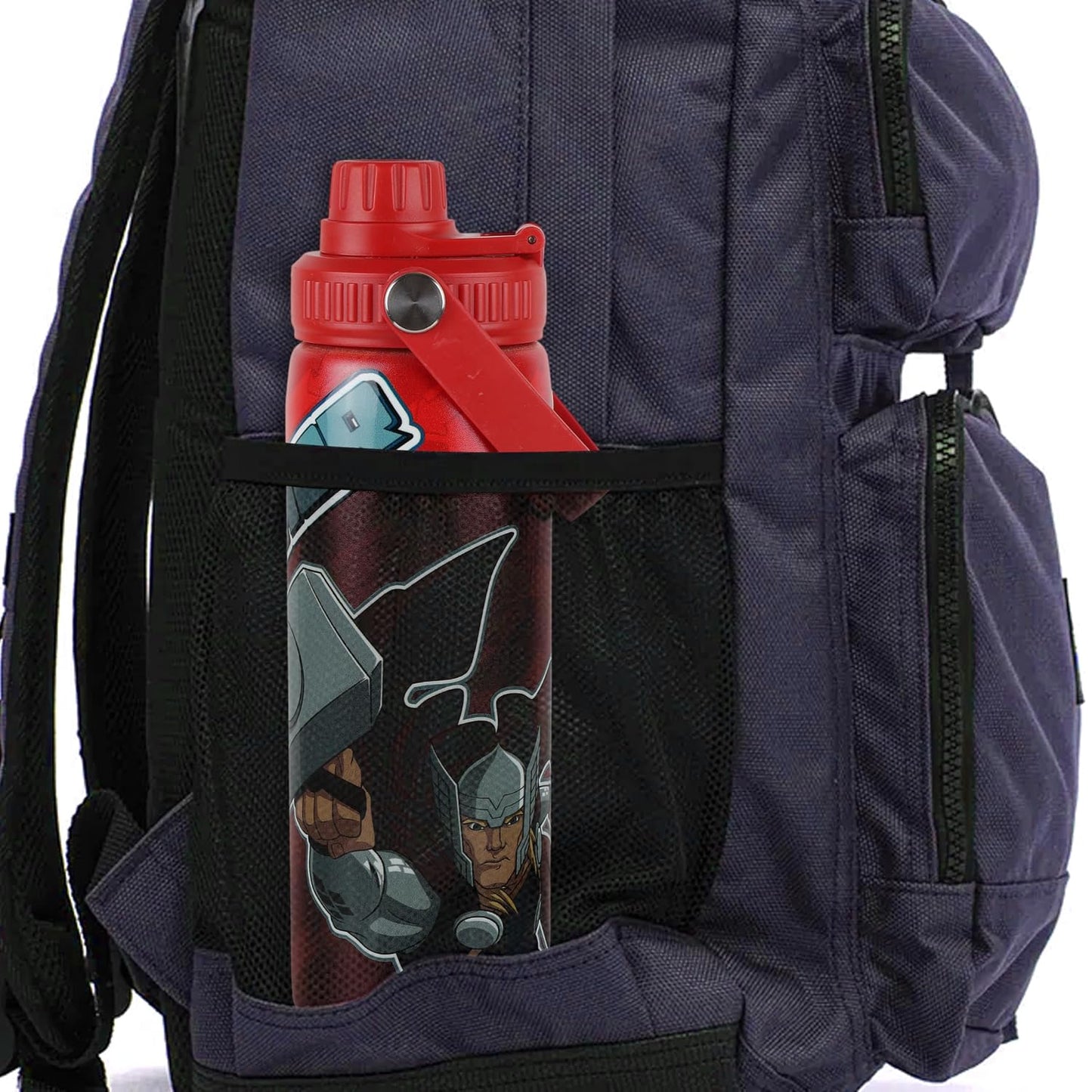 Marvel Thor Red Stainless Steel Water Bottle for Kids & Adults | 700ml Leakproof Non-Insulated Sipper Bottle with Carry Strap | BPA Free for School, Travel, Gym, Sports