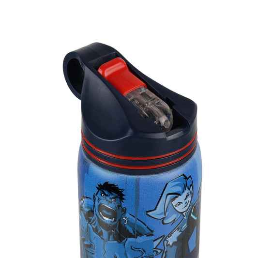Marvel Avengers Stainless Steel Water Bottle for Kids, Leakproof Sipper Bottle with Handle & Strap, Non-Insulated Reusable Drinking Flask for School, Travel & Outdoor Activities