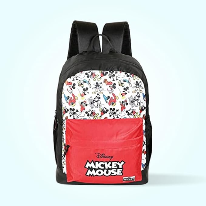 Visit the Disney Store Disney Mickey fun 17 Inch | 22 Ltrs Casual Backpack with Faux Leather Base|Black & Red - AZ151