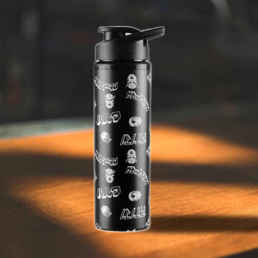 Marvel Superheroes Face Black Sipper Water Bottle
