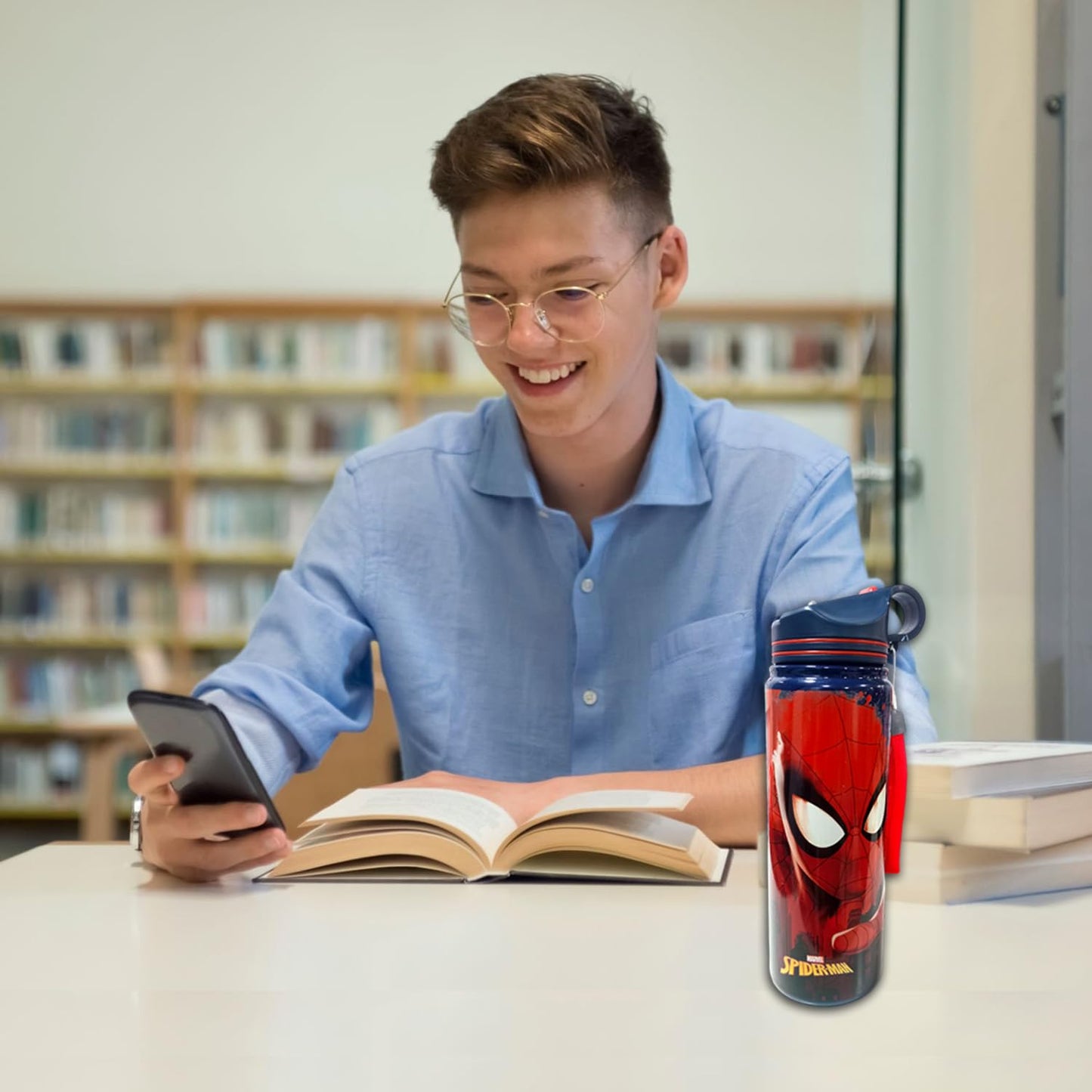 Marvel Spider-Man Insulated Stainless Steel Water Bottle 500ml | Kids Leak-Proof Flask with Flip Lid & Strap | Hot & Cold Vacuum Bottle | BPA-Free School Water Bottle for Boys