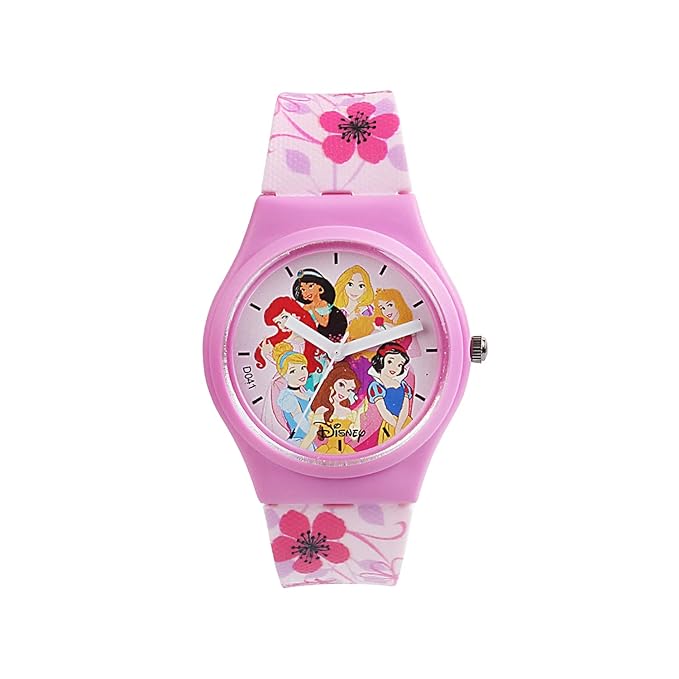 Disney Princess Kids Analog Watch – Pink Dial with Floral Strap