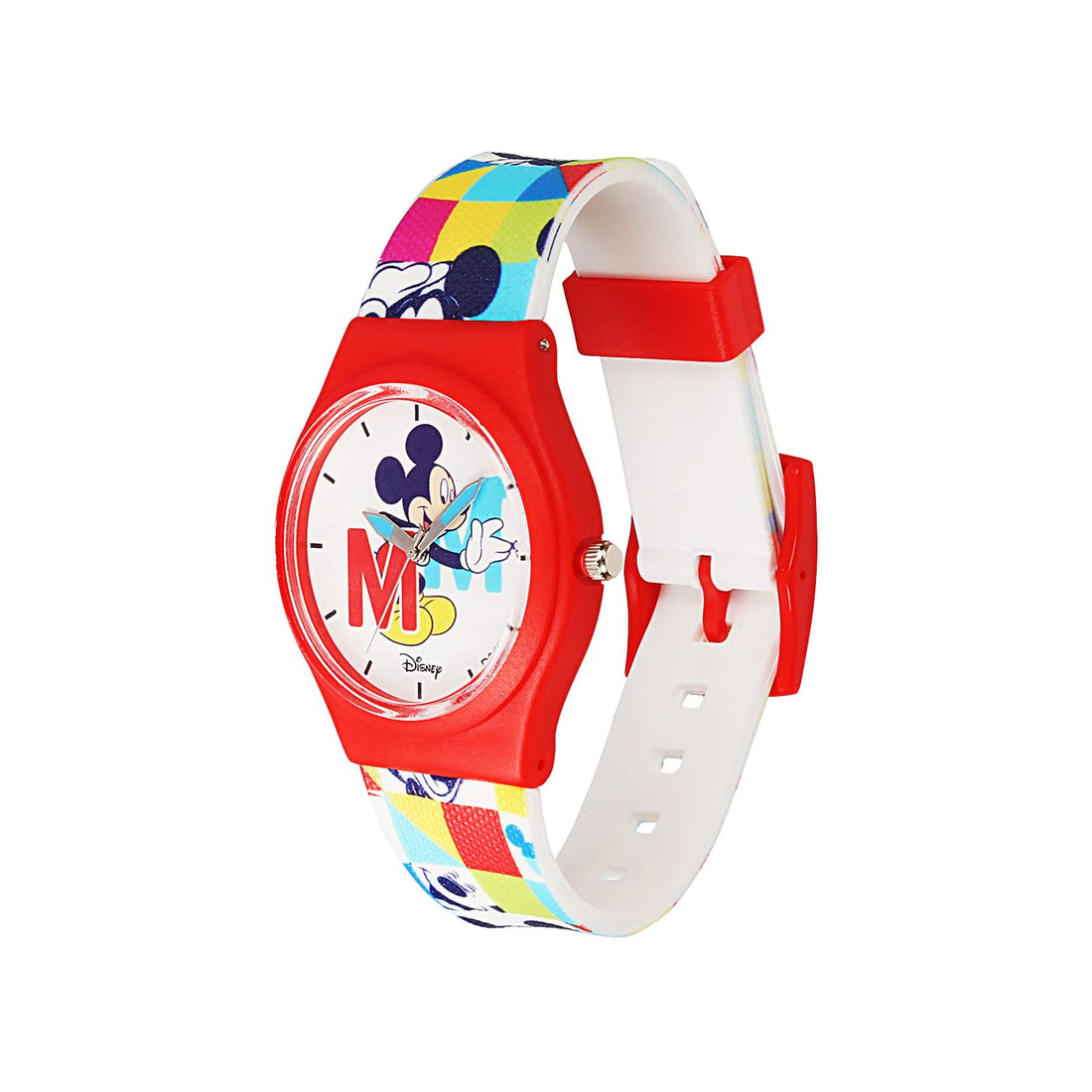 Disney Mickey Mouse Wrist Watch Mickey White Round Analogue Wrist Watch Multicolor Kids Birthday Gift for Boy Girl Age 3 to 12 Years-AZ71