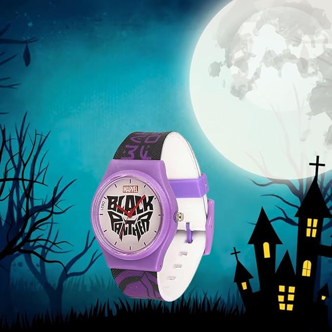 Marvel Black Panther Kids Analog Wrist Watch – Purple Dial with Bold Graphic Strap | Lightweight & Durable Watch for Boys Ages 6–12