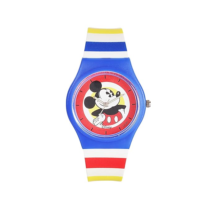 Disney Mickey Mouse Wrist Watch Mickey Blue Round Analogue Wrist Watch Multicolor Kids Birthday Gift for Boy Girl Age 3 to 12 Years