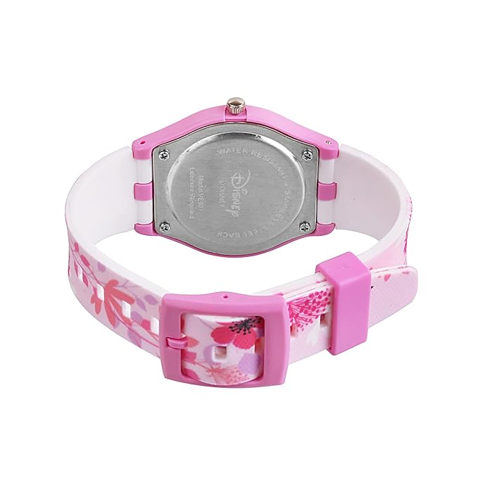 Disney Princess Kids Analog Watch – Pink Dial with Floral Strap