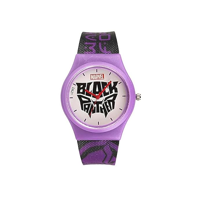 Marvel Black Panther Kids Analog Wrist Watch – Purple Dial with Bold Graphic Strap | Lightweight & Durable Watch for Boys Ages 6–12