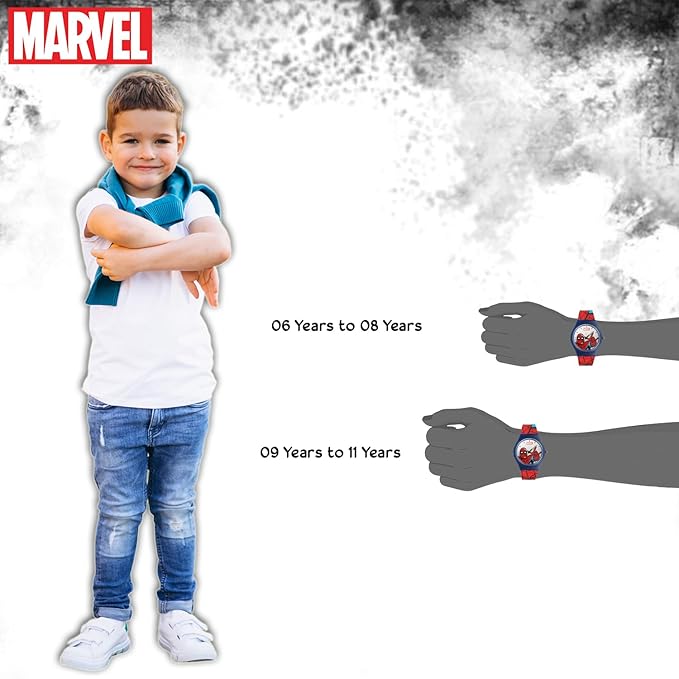 Marvel Spider Man Kids Analog Wrist Watch for Boys | Soft Silicone Strap | Lightweight Comfortable Watch for Children | Adjustable Buckle Casual Daily Wear Watch for Kids