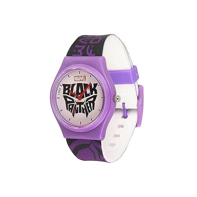 Marvel Black Panther Kids Analog Wrist Watch – Purple Dial with Bold Graphic Strap | Lightweight & Durable Watch for Boys Ages 6–12