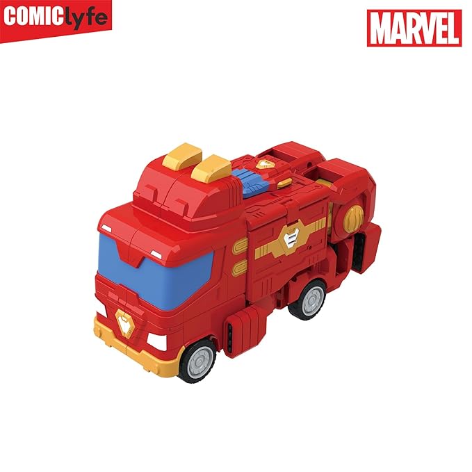 Marvel Transformers Iron Man Mech Suit Truck | Avengers Superhero Transforming Action Figure Toy | Fully Articulated ABS + PV Collectible