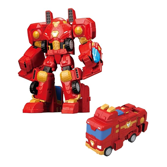 Marvel Transformers Iron Man Mech Suit Truck | Avengers Superhero Transforming Action Figure Toy | Fully Articulated ABS + PV Collectible