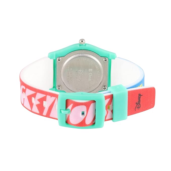 Disney Mickey Mouse Kids Analog Watch – Multicolour Silicone Strap, Round Dial | Fun Birthday Gift for Boys & Girls Ages 6–12