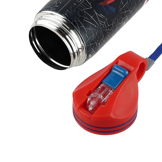 Spiderman Stainless Steel Bottle – 500ML (Black) School & Travel Sipper Durable & Mess-Free Unisex for Kids