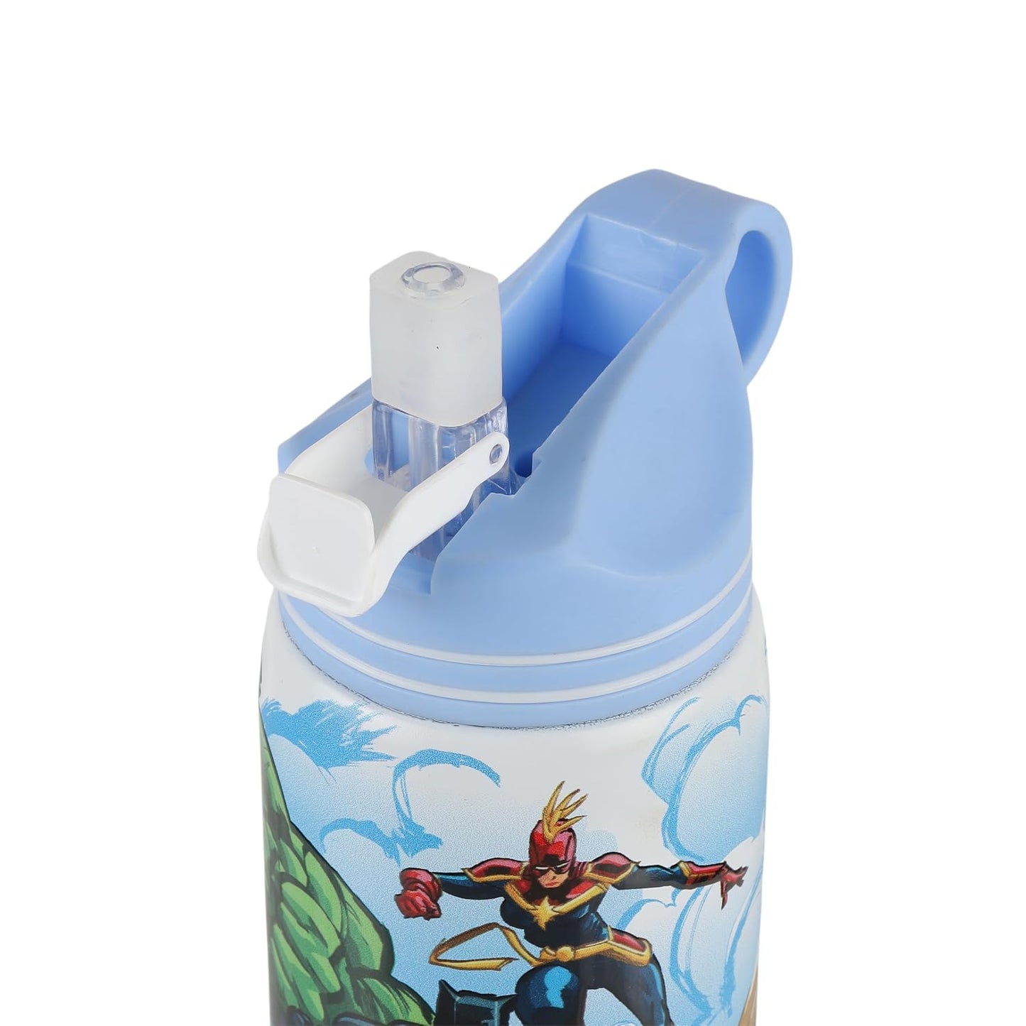 Marvel Avengers Stainless Steel Water Bottle for Kids, Leakproof Non-Insulated Sipper Bottle with Carry Loop & Wrist Strap, Reusable School Water Bottle for Boys, BPA Free 500ml
