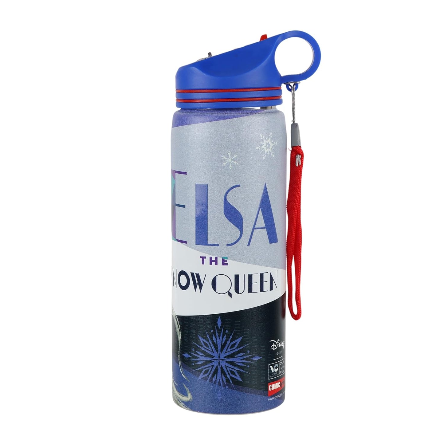 Disney Frozen Stainless Steel Water Bottle for Kids, Leakproof Sipper Bottle with Carry Loop, BPA-Free Metal Water Bottle for School, Travel, Picnic, Sports & Daily Hydration for Girls (Royal Blue)