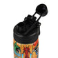 Marvel Spider-Man Stainless Steel Water Bottle for Kids, Leakproof Sipper Bottle with Handle & Strap, Reusable Non-Insulated Drinking Flask for School, Travel, Sports & Outdoor Use