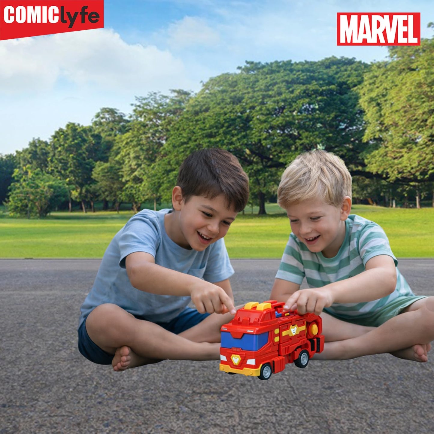 Marvel Transformers Iron Man Mech Suit Truck | Avengers Superhero Transforming Action Figure Toy | Fully Articulated ABS + PV Collectible
