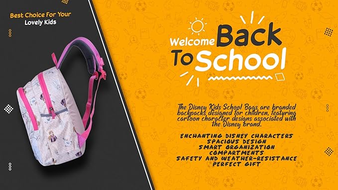 Disney Kids School Bag Soft Plush Backpacks Cartoon Printed Anna & Elsa School Bag for Unisex Kids | Casual Bagpack