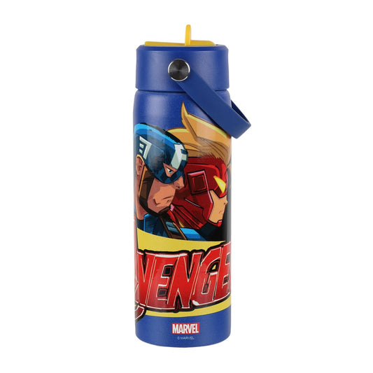 Marvel Avengers Stainless Steel Water Bottle for Kids & Adults, Leakproof Non-Insulated Bottle with Carry Handle, BPA-Free Reusable Travel for School, Office & Outdoor Use, 700ml