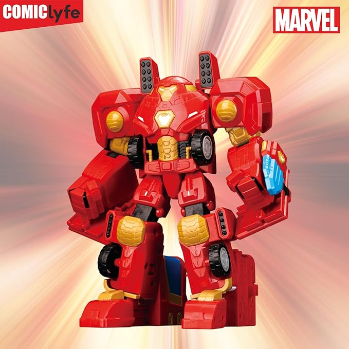 Marvel Transformers Iron Man Mech Suit Truck | Avengers Superhero Transforming Action Figure Toy | Fully Articulated ABS + PV Collectible