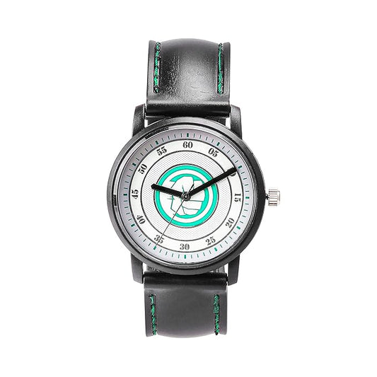 Marvel Hulk Leather Strap Analog Wrist Watch for Men (Black/Green) | AZ353