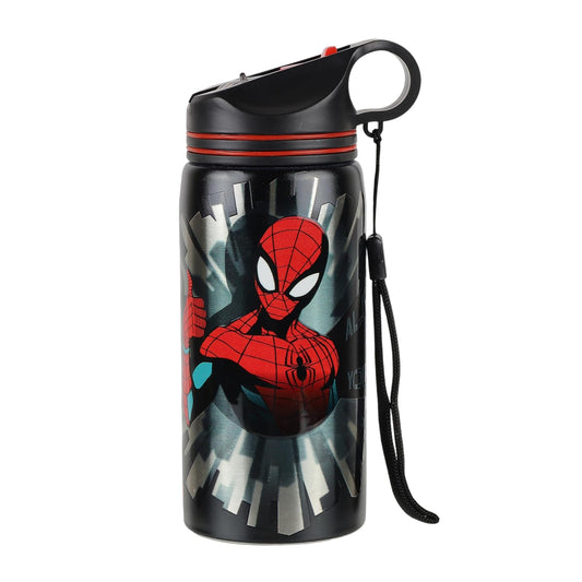 Marvel Spider-Man Stainless Steel Water Bottle for Kids, Leakproof Sports Sipper Bottle with Flip Top Lid, BPA-Free Reusable Drinking Bottle for School, Travel, Gym & Outdoor Use 500ml