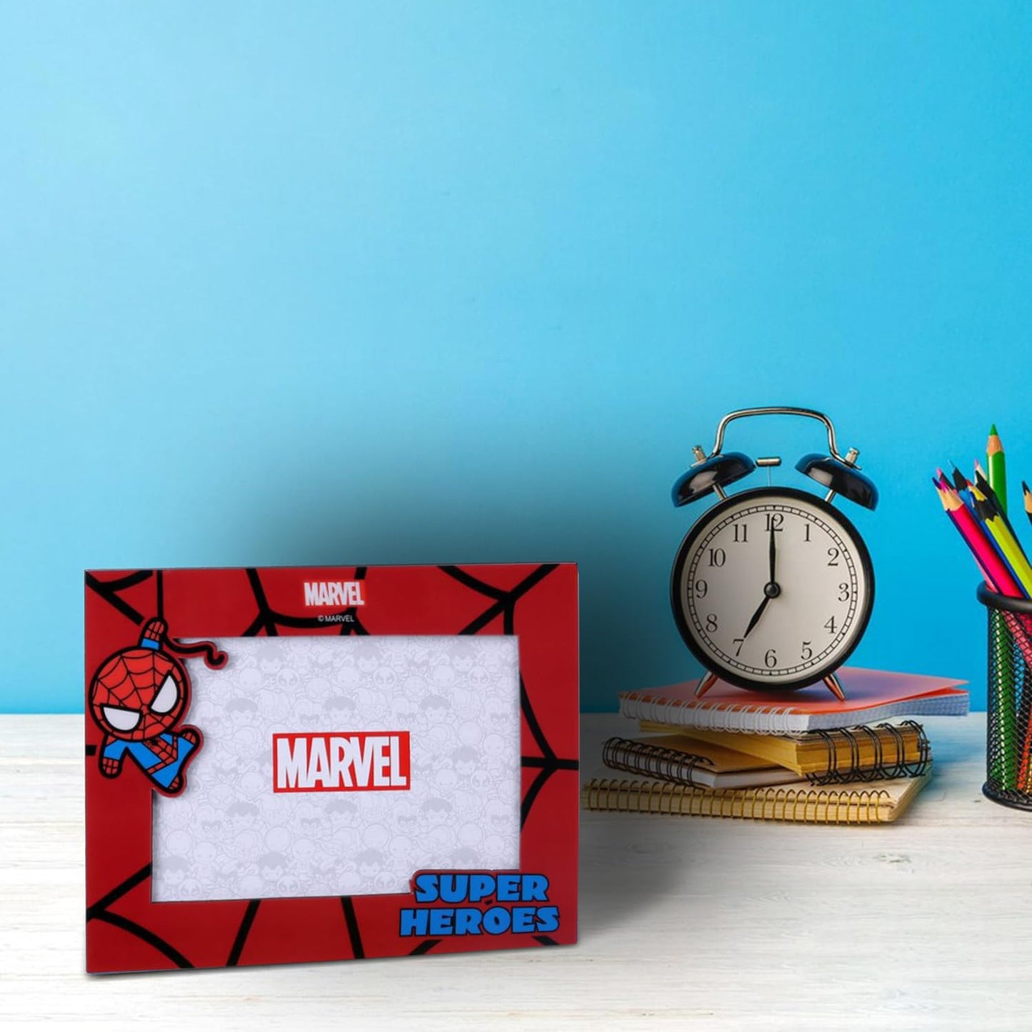 Click to see full view       2+ Marvel Spiderman Tabletop Photo Frame for Kids | Superhero Picture Frame with Acrylic Cover