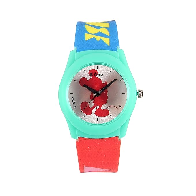 Disney Mickey Mouse Kids Analog Watch – Multicolour Silicone Strap, Round Dial | Fun Birthday Gift for Boys & Girls Ages 6–12