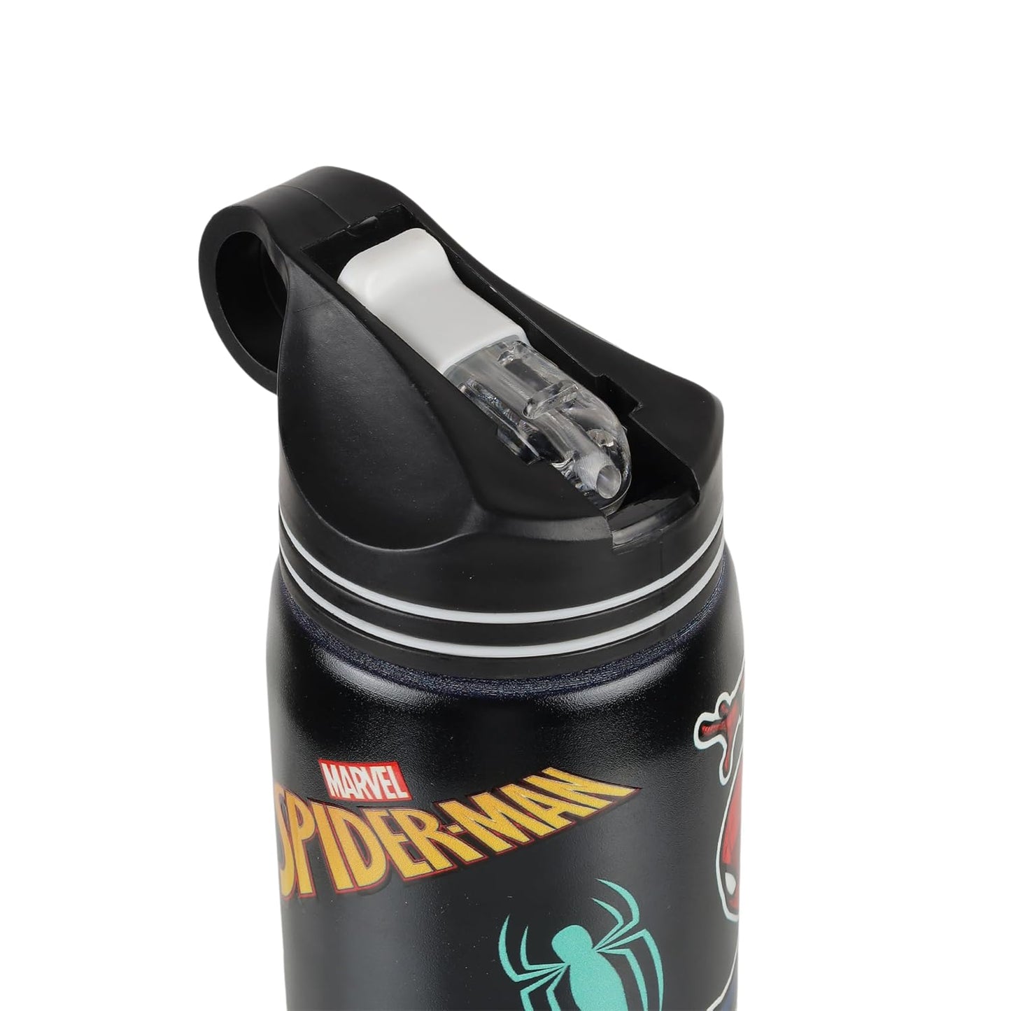 Marvel Spider-Man Stainless Steel Water Bottle for Kids, Non-Insulated Leakproof with Carry Loop, BPA Free School Water Bottle for Boys, Travel, Sports & Outdoor Use, 500ml Capacity