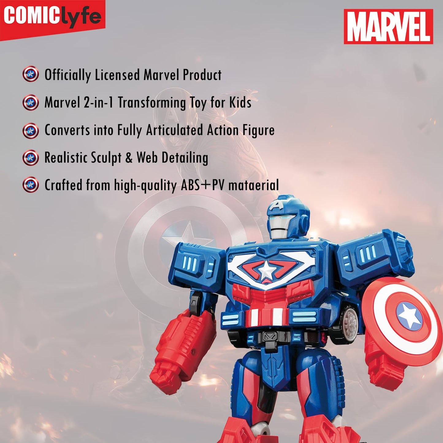 Marvel Captain America Transforming Mech Suit Truck 2 in 1 Toy