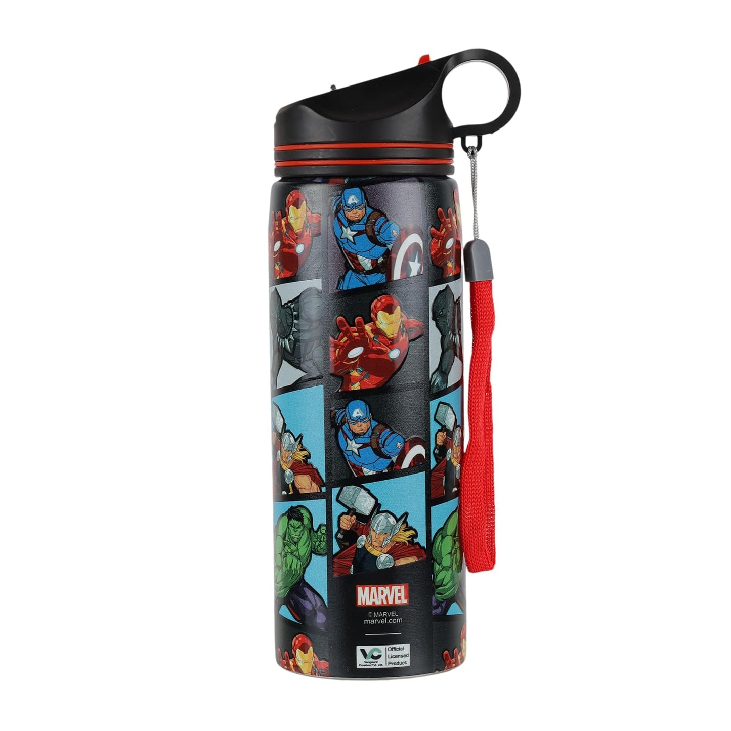Marvel Avengers Stainless Steel Sipper Water Bottle (700ml) – Cartoon Character Print, Leakproof & Durable, Single Wall Bottle for Boys, Girls, Kids & Adults | Gym, Office, School, College Use