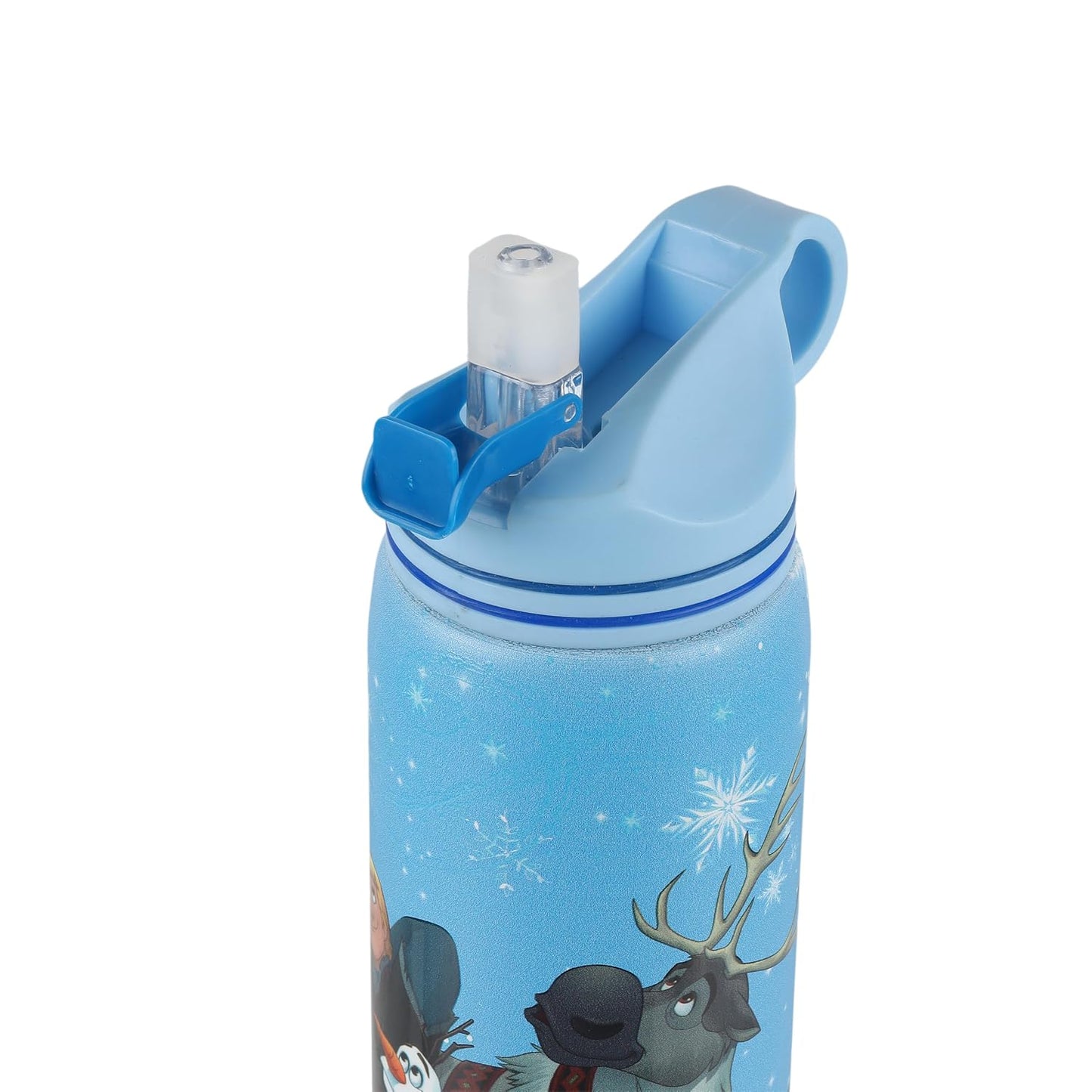Disney Frozen Stainless Steel Water Bottle for Kids, Leakproof Sipper Bottle with Carry Loop, BPA-Free Metal Water Bottle for School, Travel, Picnic, Sports & Daily Hydration for Girls (Ice Blue)