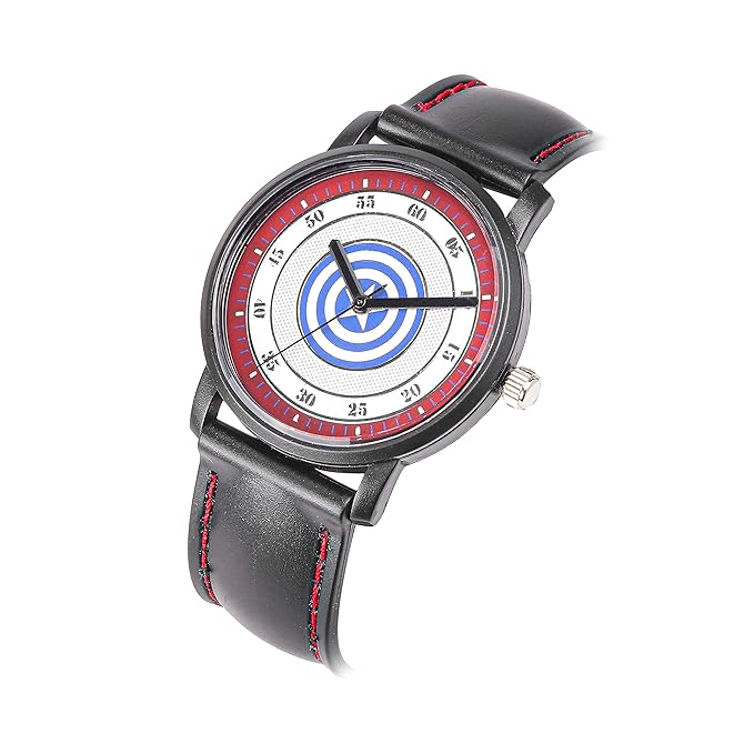 Marvel Captain America Leather Strap Analog Wrist Watch for Men (Black/Blue/Red) | AZ352