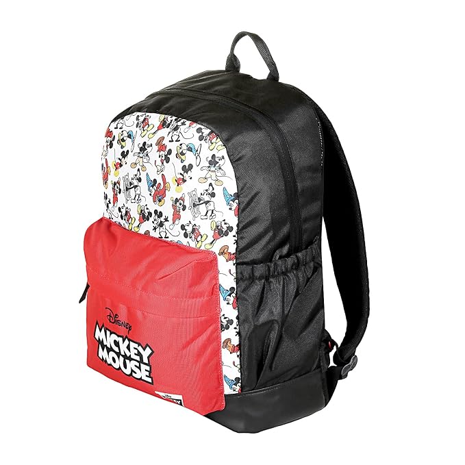 Visit the Disney Store Disney Mickey fun 17 Inch | 22 Ltrs Casual Backpack with Faux Leather Base|Black & Red - AZ151