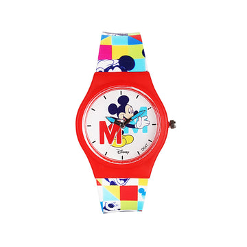 Disney Mickey Mouse Wrist Watch Mickey White Round Analogue Wrist Watch Multicolor Kids Birthday Gift for Boy Girl Age 3 to 12 Years-AZ71