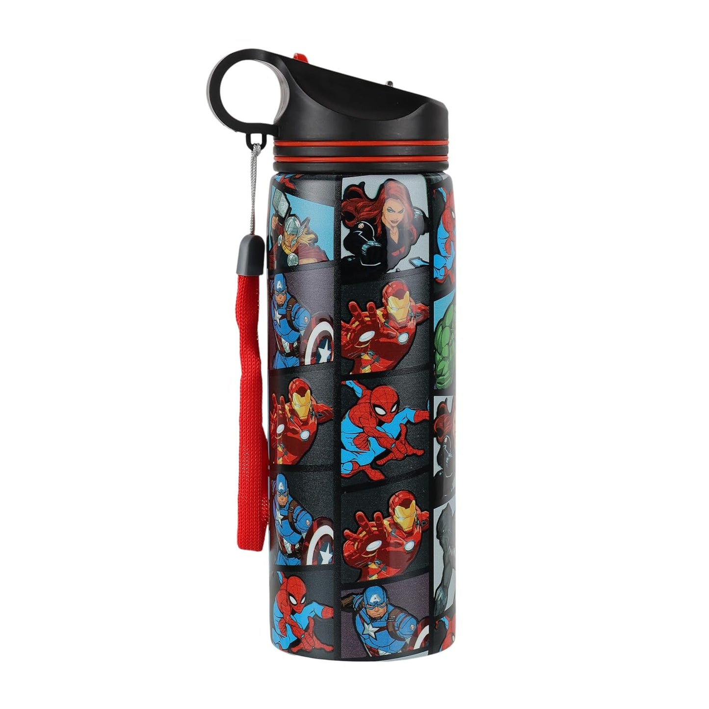 Marvel Avengers Stainless Steel Sipper Water Bottle (700ml) – Cartoon Character Print, Leakproof & Durable, Single Wall Bottle for Boys, Girls, Kids & Adults | Gym, Office, School, College Use