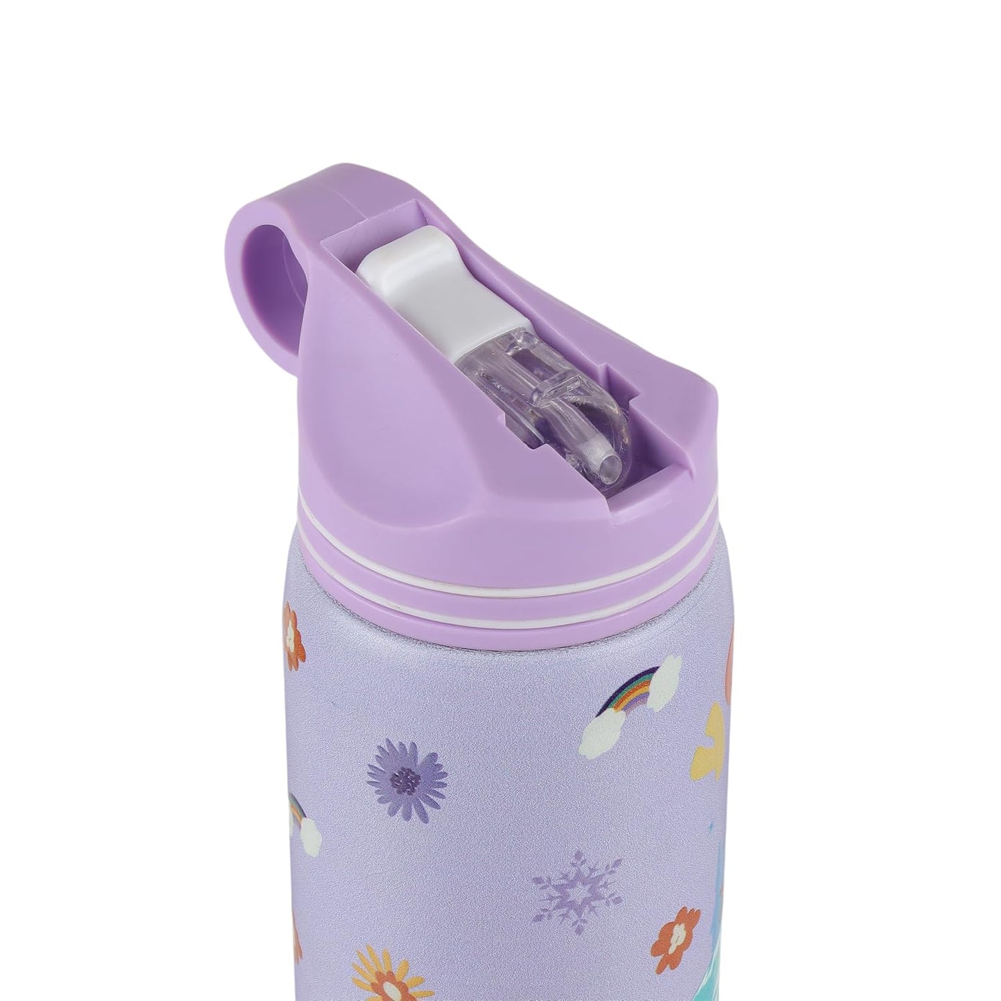 Disney Frozen Stainless Steel Water Bottle for Kids, Leakproof Sipper Bottle with Carry Loop, BPA-Free Metal Water Bottle for School, Travel, Picnic, Sports & Daily Hydration for Girls (Lavender)