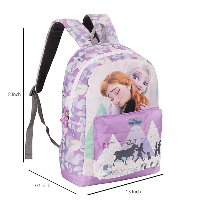 Disney Kids School Bag Soft Plush Backpacks Cartoon Printed Frozen and Elsa Girls School Bag | Casual Bagpack | Multicolor (5-12 Years)-AZ947