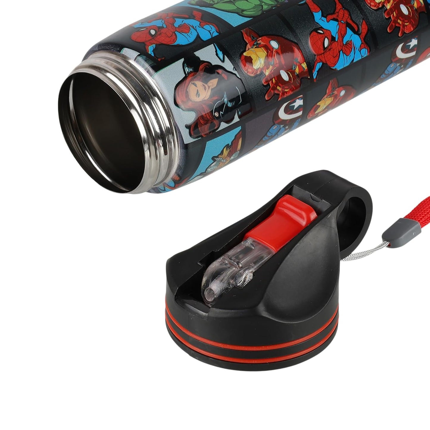 Marvel Avengers Stainless Steel Sipper Water Bottle (700ml) – Cartoon Character Print, Leakproof & Durable, Single Wall Bottle for Boys, Girls, Kids & Adults | Gym, Office, School, College Use