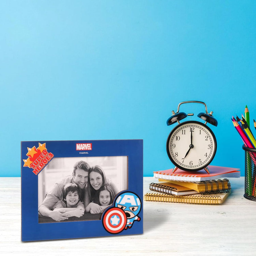 Marvel Avengers Super Hero Captain America Medium Size MDF Photo Frame | Blue& Red | AZ8051