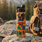 Marvel Spider-Man Stainless Steel Water Bottle for Kids, Leakproof Sipper Bottle with Handle & Strap, Reusable Non-Insulated Drinking Flask for School, Travel, Sports & Outdoor Use