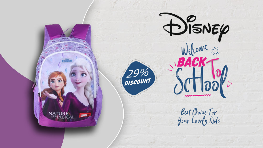 Disney Kids School Bag Soft Plush Backpacks Cartoon Printed Anna & Elsa School Bag for Unisex Kids | Casual Bagpack | PURPLE (5-12 Years) AZ932