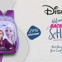 Disney Kids School Bag Soft Plush Backpacks Cartoon Printed Anna & Elsa School Bag for Unisex Kids | Casual Bagpack | PURPLE (5-12 Years) AZ932