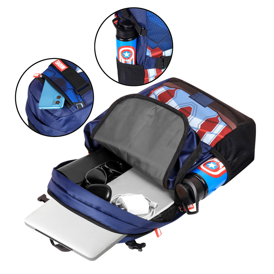 Marvel Avengers Captain America 29 liters Linen Polyester Durable Fabric Office Backpack -AZ 250, Multicolor