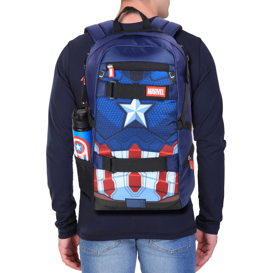 Marvel Avengers Captain America 29 liters Linen Polyester Durable Fabric Office Backpack -AZ 250, Multicolor