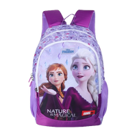 Disney Kids School Bag Soft Plush Backpacks Cartoon Printed Anna & Elsa School Bag for Unisex Kids | Casual Bagpack | PURPLE (5-12 Years) AZ932